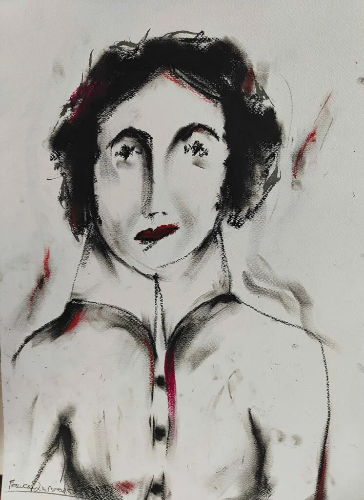 Anna, China su cartoncino cotonato, 2021, opera di Franca Lavorato