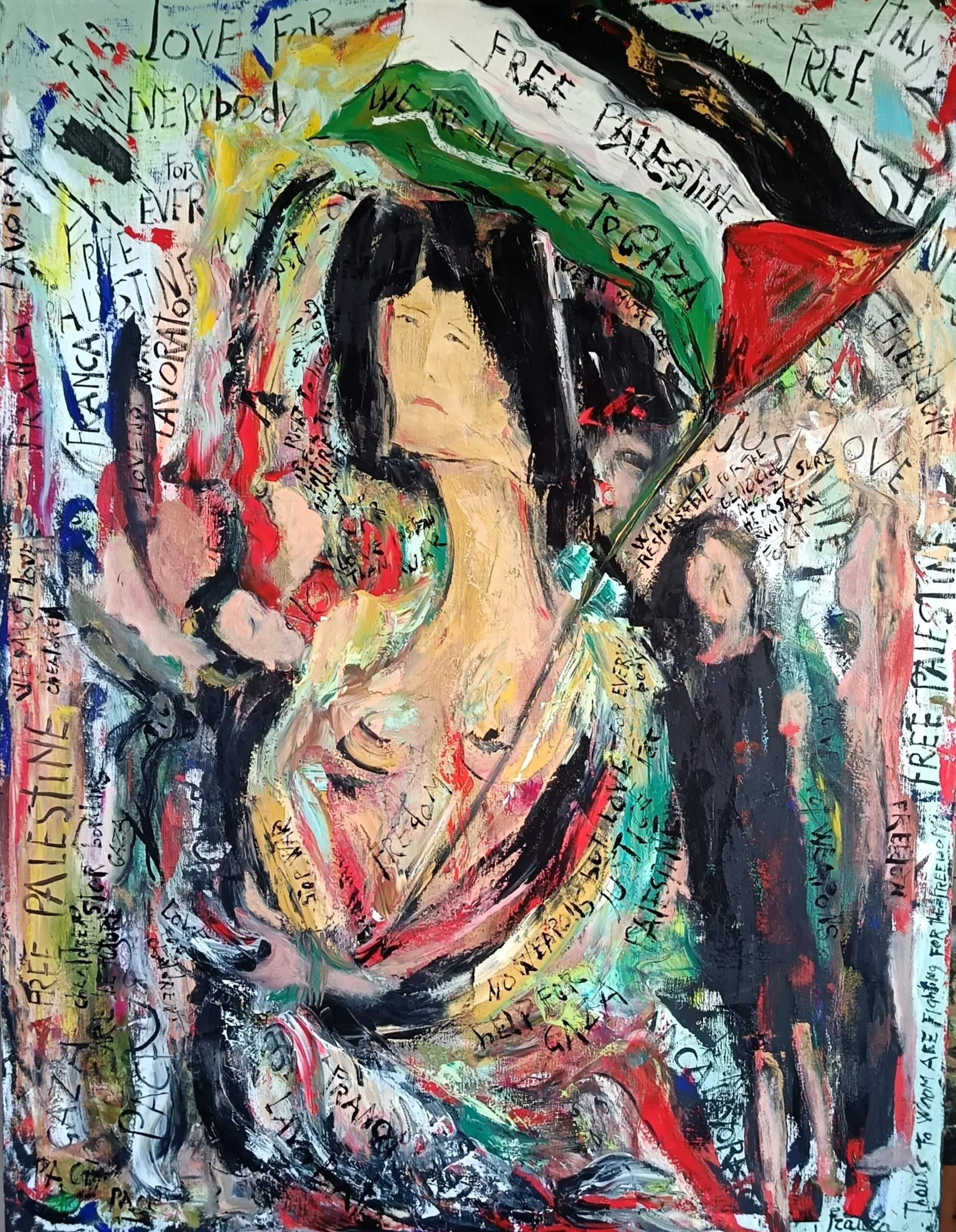 Calvario donna, Acrilico e olio su tela di lino, opera di Franca Lavorato