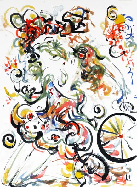 Ghirlande, China su cartoncino cotonato, 2019, opera di Franca Lavorato