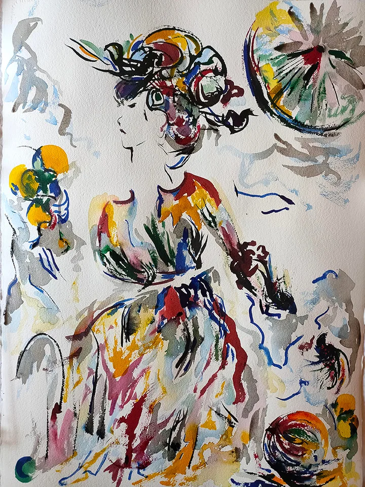 La ruota, China su cartoncino cotonato, 2019, opera di Franca Lavorato