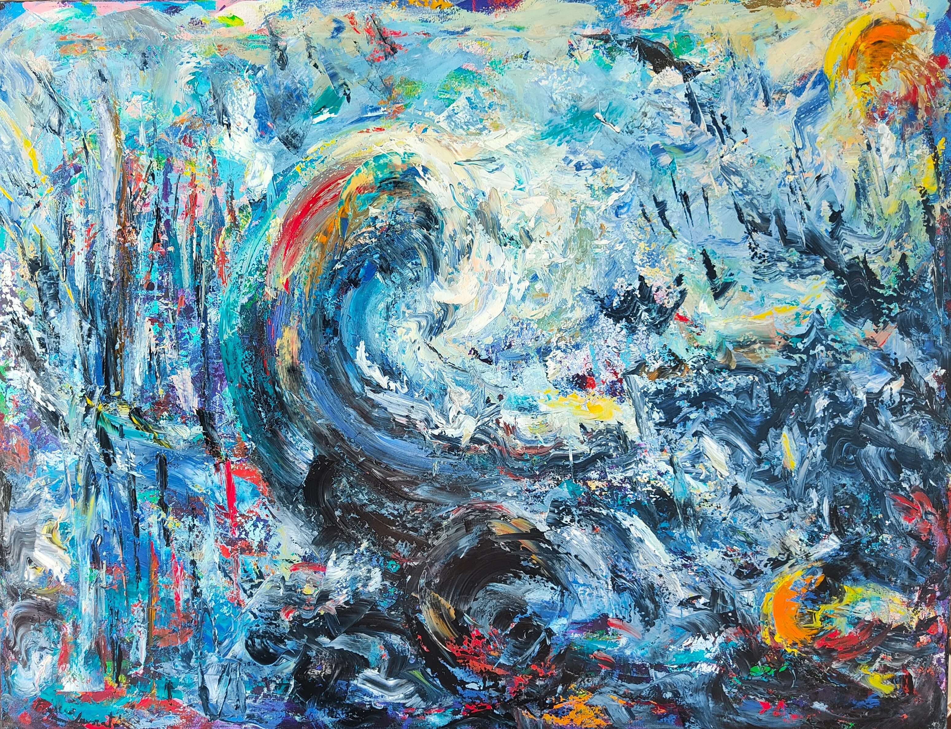 La tempesta 2, Acrilico e olio su tela di cotone, 2024, opera di Franca Lavorato