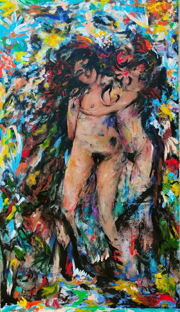 Senza titolo, Acrilico e olio su tela di lino, 2021, opera di Franca Lavorato
